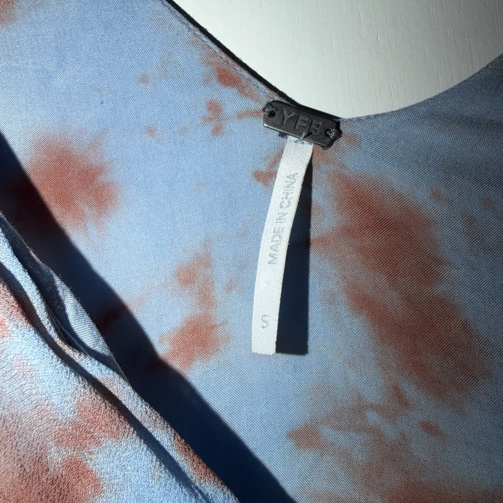 Bohemian Tie-Dye Maxi Dress - Blue and Brown - Picture 4 of 5